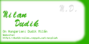 milan dudik business card